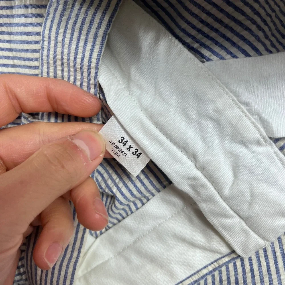Polo Ralph Lauren Mens 34x34 Blue Seersucker Pleated Pants 4820809RG